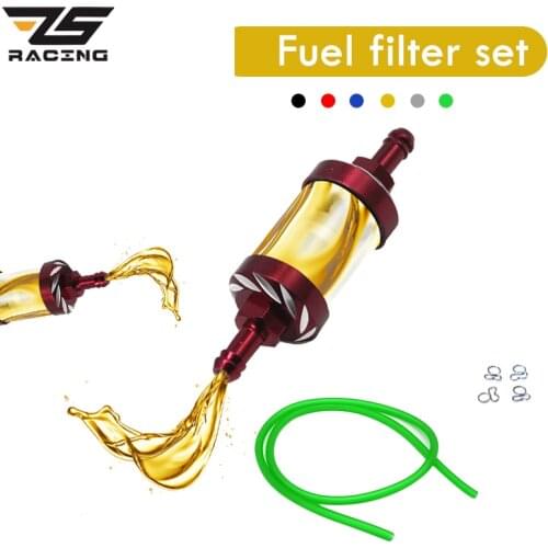 ZS Racing Universal Gas Fuel Filter Scooter 8mm Oil Filter Fuel Petrol Inline Filter Hose Pipe With Clips For Dirt Bike ATV Quad