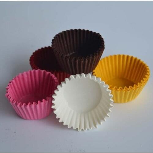 1000Pcs Mini size Chocalate Paper Liners Baking Muffin Cake Paper Cups Cake Forms Cupcake Cases Solid Color Party Tray Cake Mold