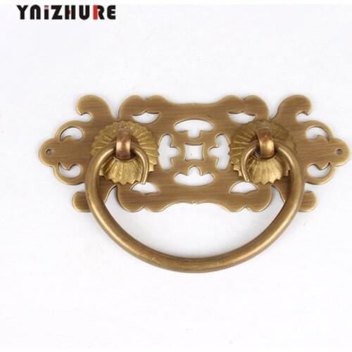 2pcs Brass Jewerly Box Handle Drawer Pull Door Knocker Hardware Vintage Chinese Furniture Cabinet Door Handle