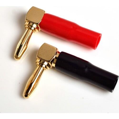 20pcs/lot Copper Gold plated Banana Plug 4mm Elbow Terminal Speaker Socket Gold-plating Jack 7-type L-type Right Angle 90 degree