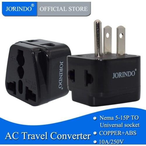 JORINDO copper USA 3pin universal travel adaptor plug AU/UK/US/EU to US power Adaptor plug socket convertor