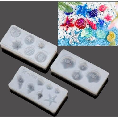 3Pcs DIY Conch Shell Starfish Shape Silicone Mold Nail Art Template Jewelry Make