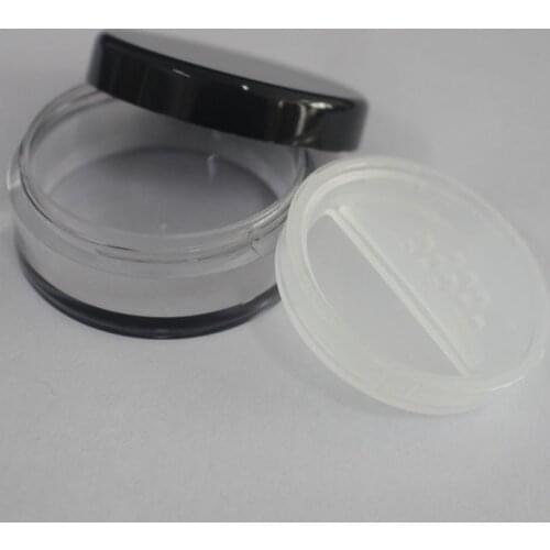 30pcs/lot plastic empty 10g loose powder jar with twist rotating sifter