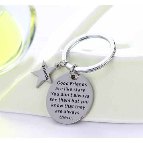 36PC Good Friends Are Like Stars Best Friends Gift Keychain Friendship Gifts Key Chains Stainless Steel Pendant Keyring Jewelry