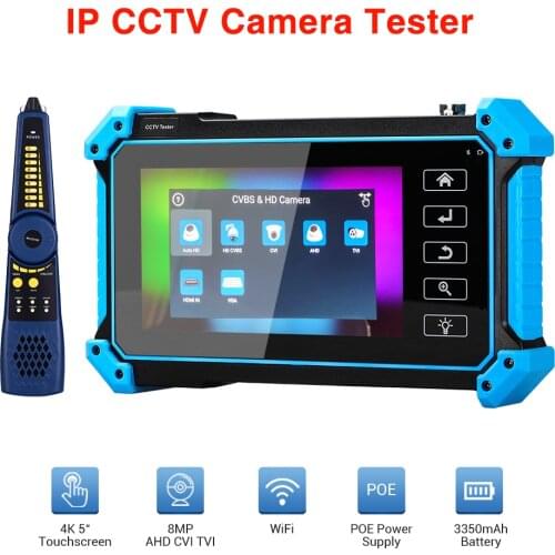 5 inch 8MP IPC Camera Tester AHD CVI TVI CVBS Analog Monitor Test Touch Screen LCD 4K H.265 WIFI Camera Security Monitor tester