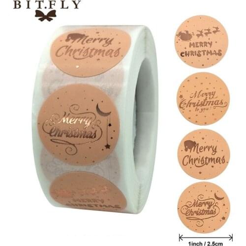500pcs Merry Christmas Stickers Christmas Tree Elk Candy Bag Sealing Sticker Christmas Gifts Box Labels Decorations New Year