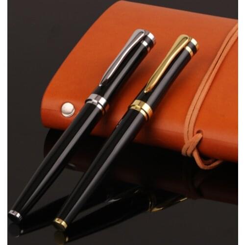 Free shipping Luxury Quality Business Roller Ball Pen Black Silver Ballpoint Pen Metal Gel Pen Office School Stationery Supplies