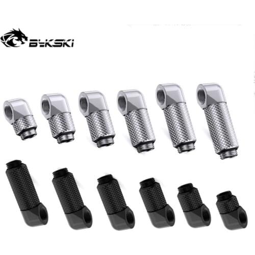 BYKSKI B-RD90-EXJ Male to Female G1/4'' 90 Degree Rotary Fitting Extender Elbow 15/20/25/30/35/40mm Black&Silver Water Cooling
