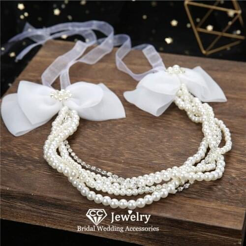 CC Headbands for Women Wedding Hair Accessories Engagement Jewelry Bridal Crowns Pearl Headbands Butterfly Shape Headdress M173