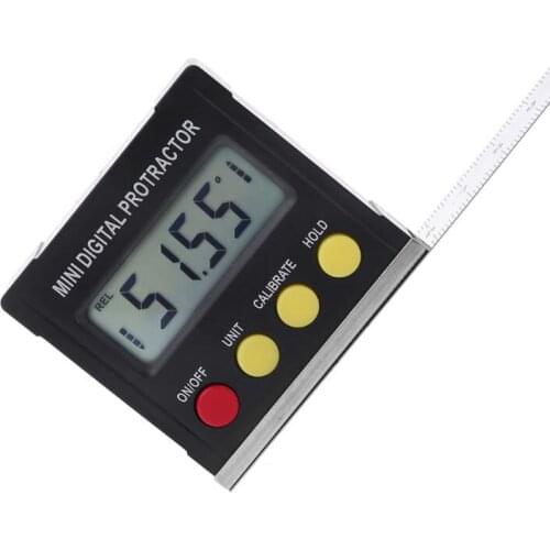 New 360 Degree Digital Protractor Inclinometer Electronic Level Box Magnetic Base Measuring Tools