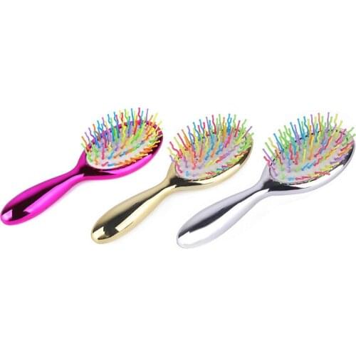 Electroplate Children Mini Comb Wholesale Magic Handle Comb Anti-static Massage Hair Brush Hairbrush Salon Hair Styling Tool
