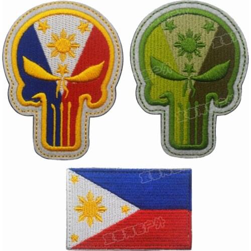 Philippine Banner 3D Embroidery Badge Philippine Flag Military Tactics Morale Badge Clothing Backpack Jeans Decorative Patch
