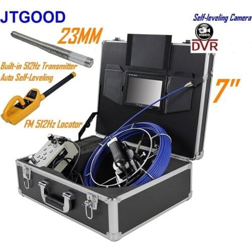 7 Inch DVR Screen 512Hz Transmitter Sonde and Locator 23MM Long Spring Self Leveling Pipe Sewer Inspection Camera WaterproofIP68