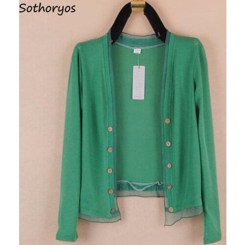 Women Cardigans Solid Single Breasted Fashionable Female Elegant Spliced Loose Casual Streetwear Sunproof Tender Designed XL-5XL