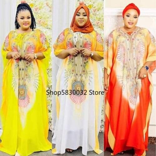 African Dresses for Women Summer 2021 African Women Printing Polyester Plus Size Long Robes African Clothes