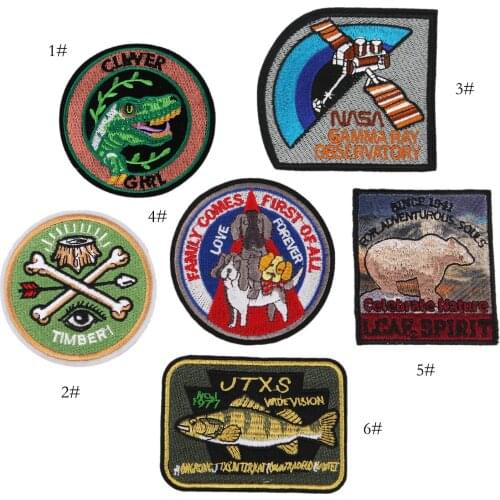 Round Dinosaur Eyes Embroidered Patches Sew on For Clothing Hat DIY Stripes Applique Badge Stickers Jacket Clothes Accessorie