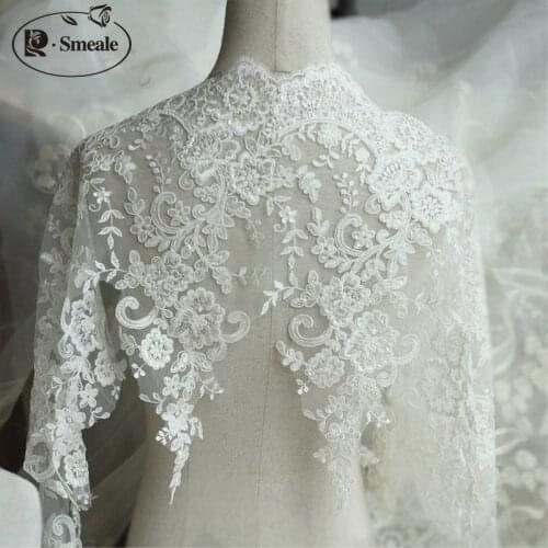 3Yards / Lot ivory white Continental Border Sequined Lace Wedding Dress Accessories Lace Trim RS551