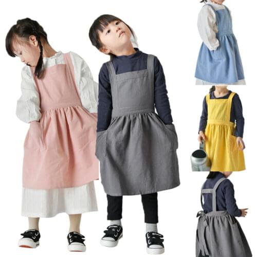 Newest Arrival Kids Boys Girls Apron Children Adjustable Bib Apron Kitchen Baking Uniform with Side Pocket