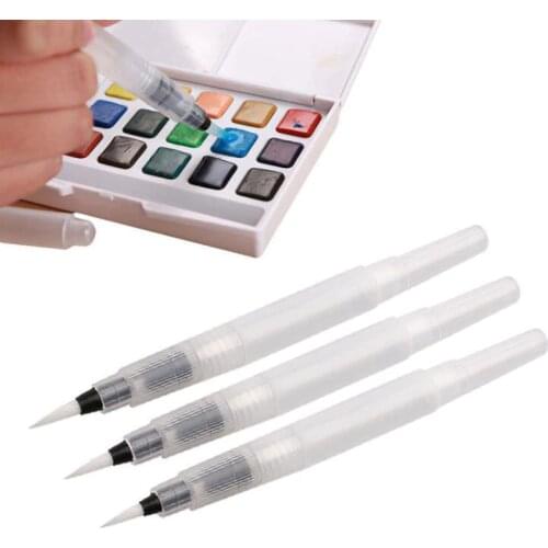 3 Pieces Of Different Size Refillable Pens Color Pencils Ink Pen Ink Soft Watercolor Brush Paint Brush Painting Art Supplies