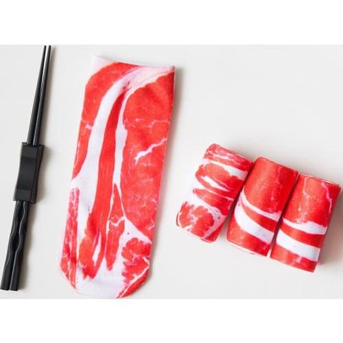 Fashion popular unique new painting art man 3D woman socks interesting novel pork vintage cotton socks