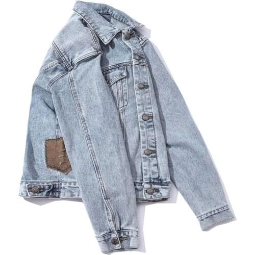 Mcikkny Mens Cargo Autumn Denim Jackets Long Sleeves Patches Casual Outwear Tops For Male Size M-3XL