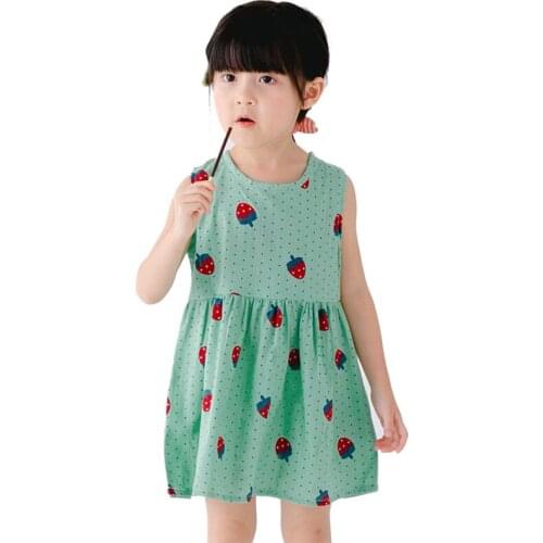 2020 New Girls Clothing Summer Girl Dress Children Kids Berry Dress Back V Dress Girls Cotton Kids Vest dress Children Clothes