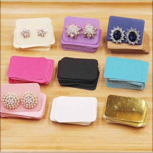 Gift tag 100pcs colorful color 3.5x2.5cm earring paper package card DIY small stud earring card white kraft pink paper card