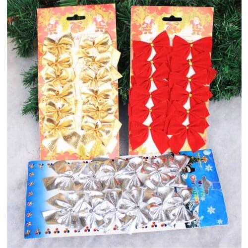 5cm New year party Xmas Christmas tree ornaments gift box wreath garland rattan home decoration accessories red white golden bow