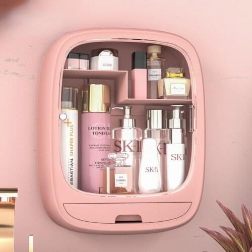 Make Up Organizer Makeup Box Wall-mounted Cosmetic Storage Rack Toilet Bathroom Water Proof Free Perforated Shelf Holder