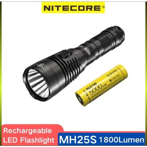 NITECORE MH25S Tactical Flashlight Rechargeable Utilizes SST-4D-W LED 1800 Lumens With NL2150 50000mAh Battery Ultra Light