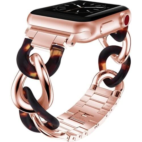 For apple watch band 44 40mm Series 5 4 bracelet for iwatch bands 3 42 38mm Stainless Steel Resin correa Women Metal watchbands