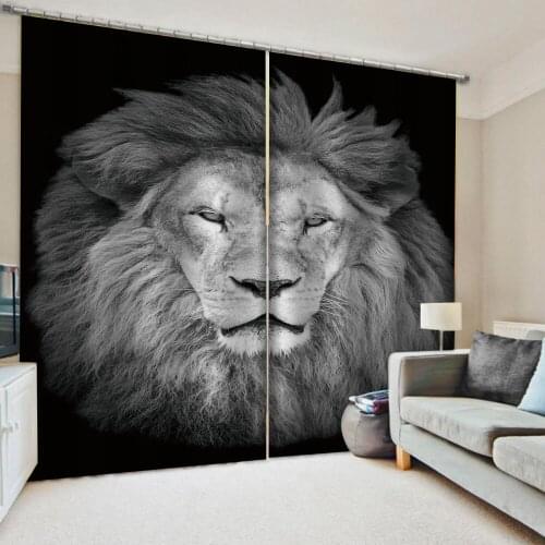 Morden grey lion curtions 3D Curtains Crane Model Shading animal Printing Window Stylish Living Room