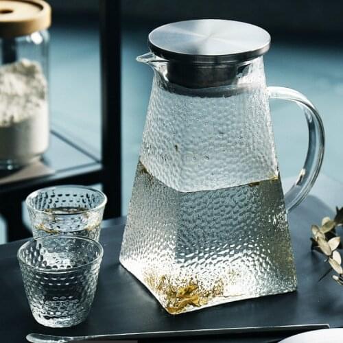Hammer Glass Water Pitcher Large Capacity Heat-Resistant Teapot Set Cold Drink Juice Handle Pot