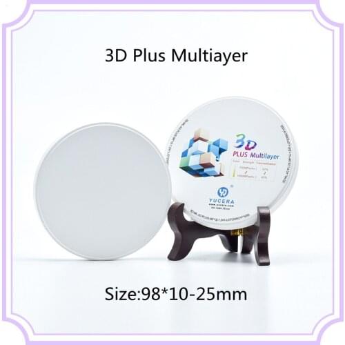 Dental CAD CAM Yucera 3D Plus 22mm A1 A2 A3.5 Color Gradient Dental zirconium Blocks