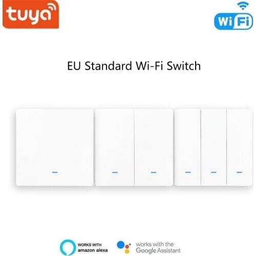 Tuya Smart Wifi EU Standard Wall Switch 1/2/3-Gang,Voice Control Work with Alexa Echo,Google Home