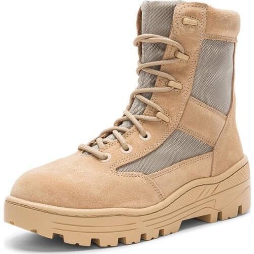 Military Mens Antiskid Platform High Top Ankle Boots Lace Up Genuine Leather Army Tactical Desert Botas Male Casual Shoes