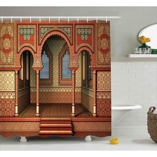 Arabesque Shower Curtain by Ambesonne Middle Eastern Oriental Style Interior Palace Architecture Vintage Art Design