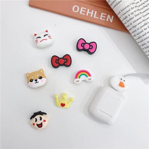 Cable bite protector Mobile Phone Connector Accessory Charger Wire Winder Organizer Doll Model luna cat bow-knot animal design