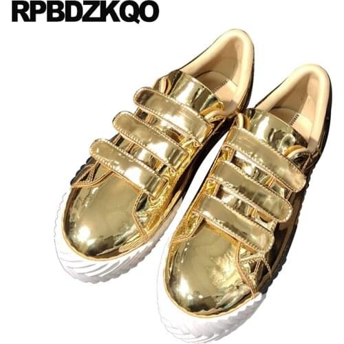 Genuine leather high quality metallic muffin women elevator thick sole luxury gold cowhide patent flats creepers platform shoes