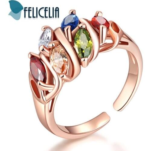 Felicelia New Arrival Adjustable Open Rings For Women Fashion Jewelry Rose Gold Color Cubic Zirconia Crystal Rings