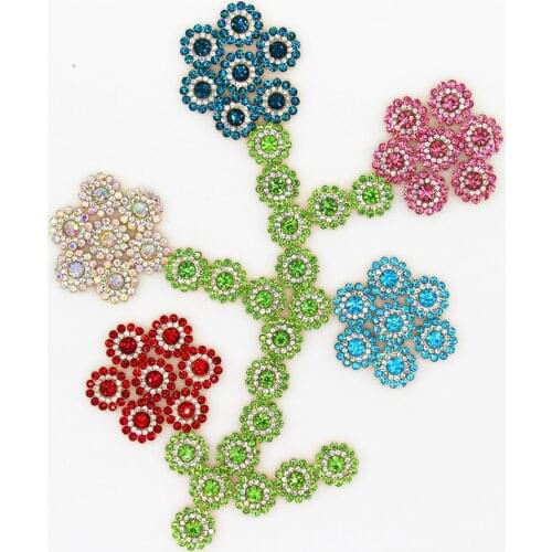 10pcs 14mm Flower Crystal Rhinestone Buttons DIY Jewelry Clothing Dress Hat Hearwear Crafts Supplies Diamond Sewing Centerpieces