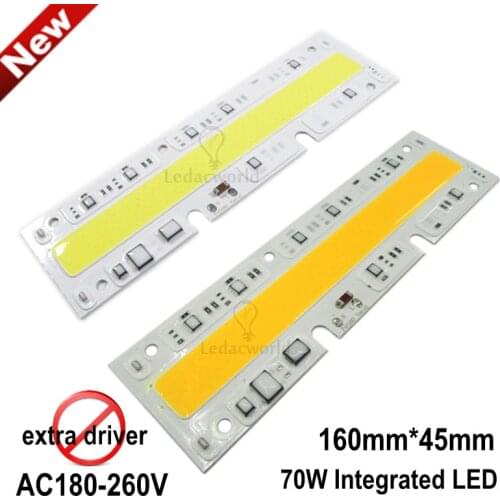 2pcs/lot 220V 70W IP65 Floodlight LED COB Chip, Integrated Smart IC Rectangle Warm White Cold White Light Source, Easy to use