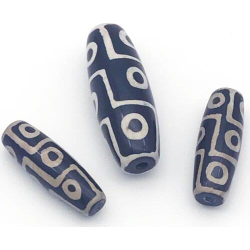 2pcs Natural Black Agates Stone Tibet Spacer Tube 9 Eyes Dzi Beads For DIY Jewelry Making Charm Beads Bracelet Necklace Z71