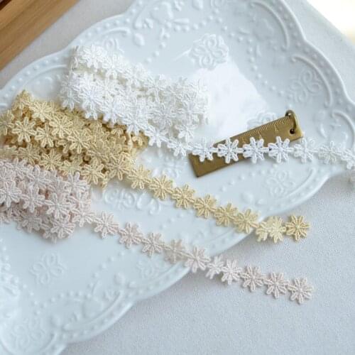 3 Meters Handmade Daisy Lace Trim Patchwork Material White Khaki Pink Lace Ribbon DIY Garment Sewing Accessories 16mm Width