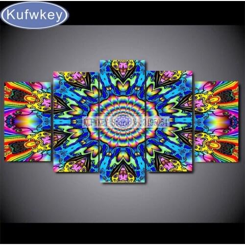3d,diamond embroidery,5pcs Mandala abstract,diamond painting full diamond mosaic picture of rhinestones cross-stitch christmas