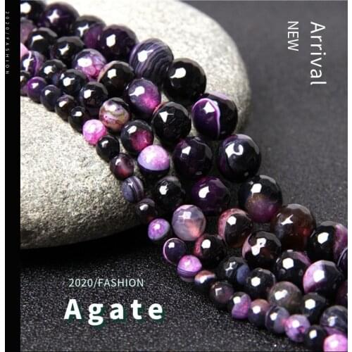 6/8/10/12mm Colorful Natural Crystal Agates Beads Faceted Round Loose Spacer Bead For Jewelry Making Bracelet Necklace DIY Gift