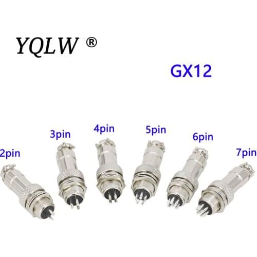 6sets contain (2+3+4+5+ 6P+7P )12mm GX12 Screw Aviation Connector Plug The aviation plug Cable connector Regular plug and socket