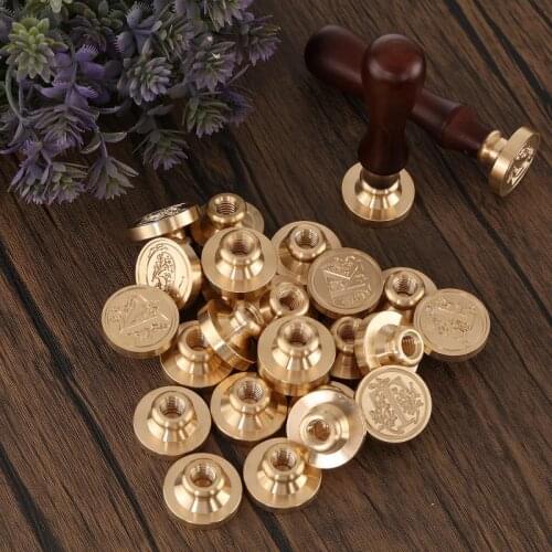 A-Z Alphabet Initials Wax Sealing Stamp Brass Retro 26 Letters with 2 pcs Wooden Handle for Post Decoration DIY Card Making