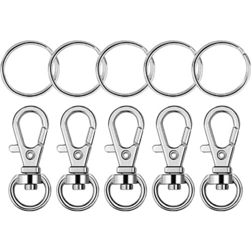 50 Pcs Alloy Key Chain Rings Swivel Clasps Lanyard Snap Hooks Lobster Claw Split DIY Key Rings for Jewelry Making 35 mm
