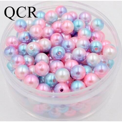 Pick Size 4/6/8/10mm Rainbow Sweet Pink Imitation Pearls Beads Crafts Decoration For DIY Jewelry Making 50-500pcs/lot